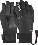 Zwarte Reusch skihandschoenen met 'reusch' en Gore-Tex logo's.