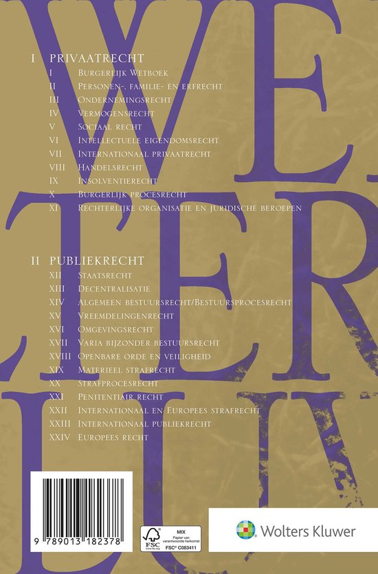 Collegebundel Privaatrecht en Publiekrecht 2026-2027 met Wolters Kluwer logo.