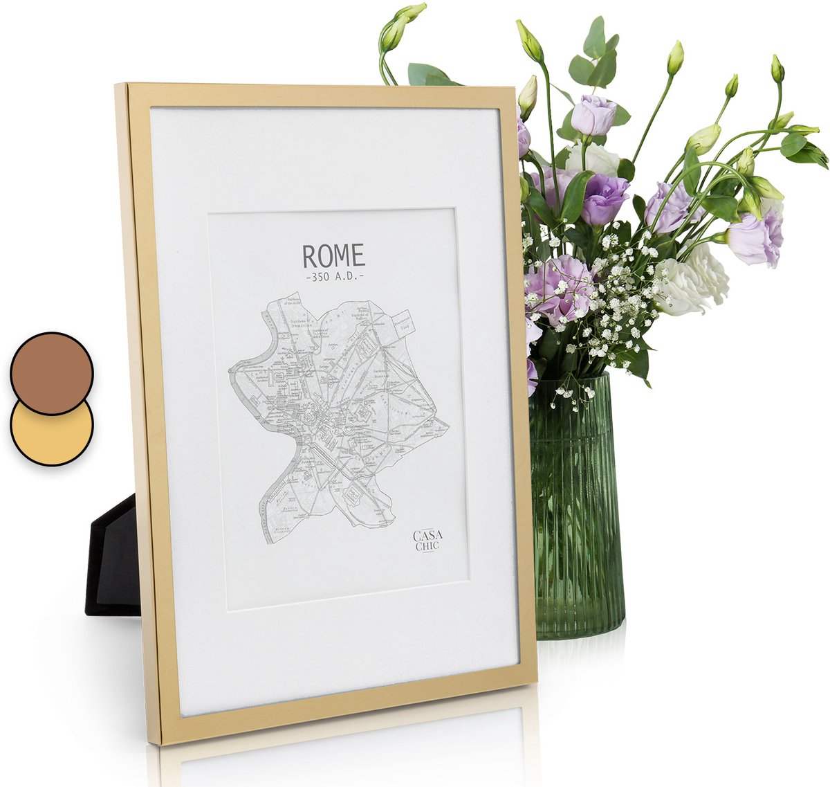 Casa Chic Fotolijst Met Passe-Partout, 31x23 cm, Voor Certificaten En Collages, Glazen Fotolijst, Staand Of Wandmontage, Verticaal En Horizontaal, Metalen Fotolijst
