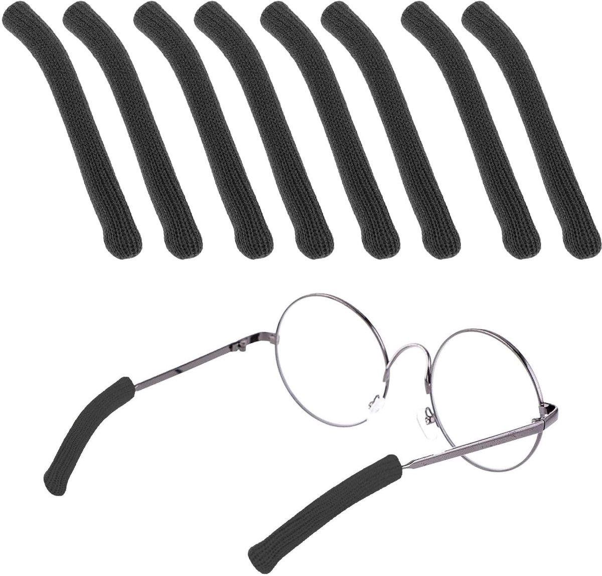 MTTproducts- Oorkussens 8 Stuks - Zachte Gebreide Antislip - Bril Armhoezen - Katoenen Tempel Tips - Achter de Oorbril - Voor Brillen/Zonnebrillen - Brilarmhoezen