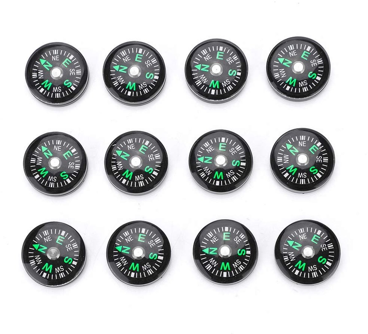 MTTproducts- Mini Kompas Set - 12 Stuks - Lichtgewicht - Duurzaam - Geschikt voor Outdoor-activiteiten - Gemakkelijk leesbare Wijzerplaat - Hoogwaardig Materiaal - Zakkompas