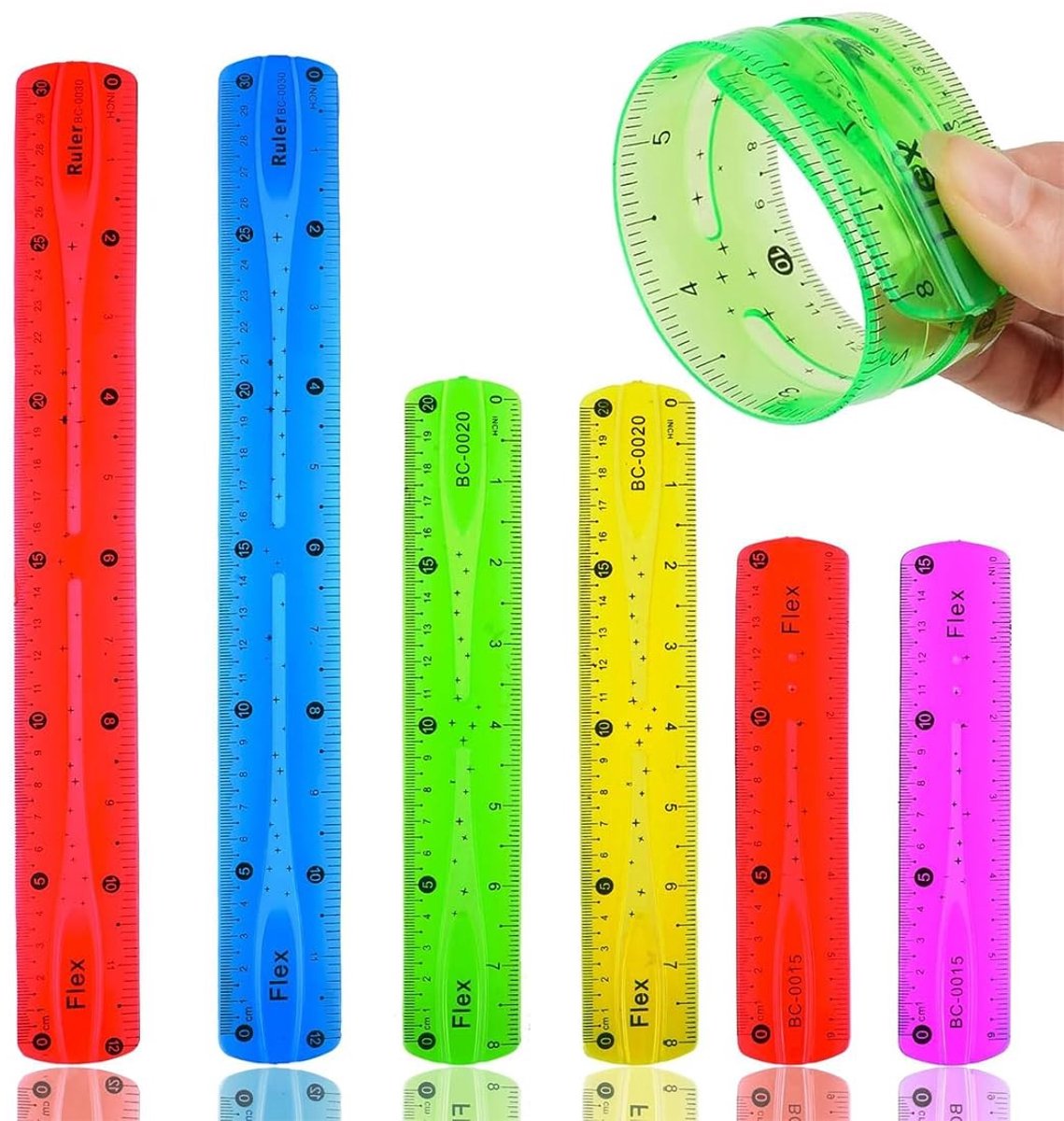 Dailygoods- Flexibele Linialen Set - 6 stuks - 15/20/30 cm - Transparant - Zacht PVC - Perfect voor school/kantoor/thuis - Meetlat