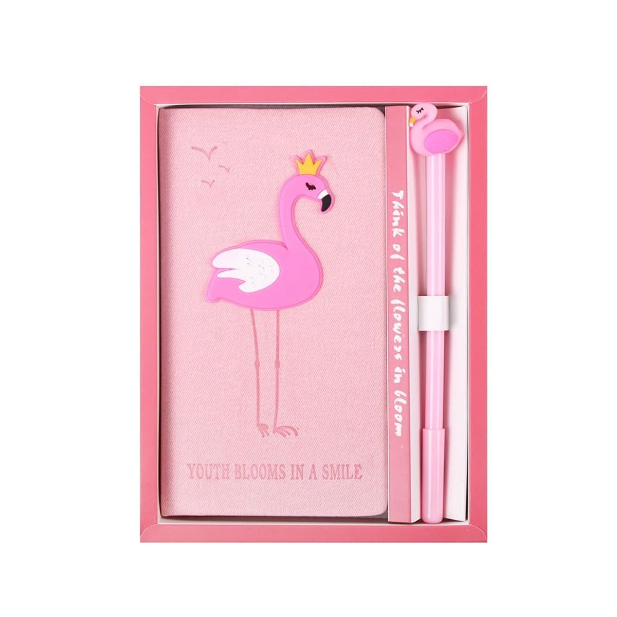 MTTproducts- Briefpapier Geschenkdoos Set - Flamingo Notitieboek - Kladblok - Pen - Milieuvriendelijk Papier - Roze/Wit
