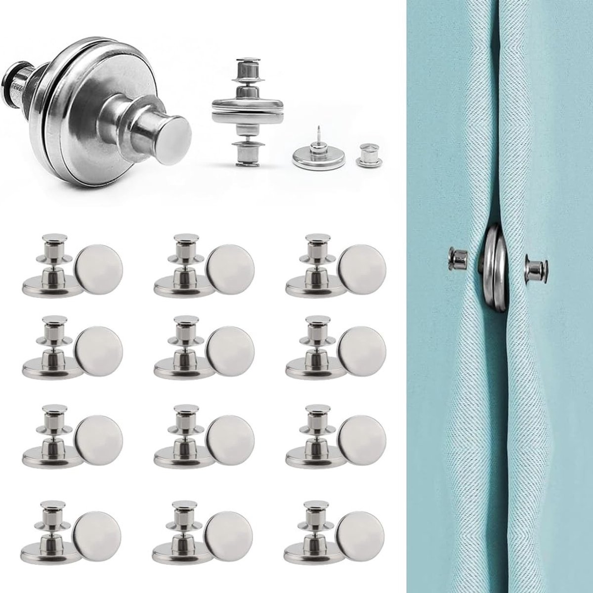 Dailygoods- Gordijnmagneten 24 Stuks - Roestvrij Staal - Duurzaam - Magnetische Knoppen - Gordijngewicht - 20 x 15 mm
