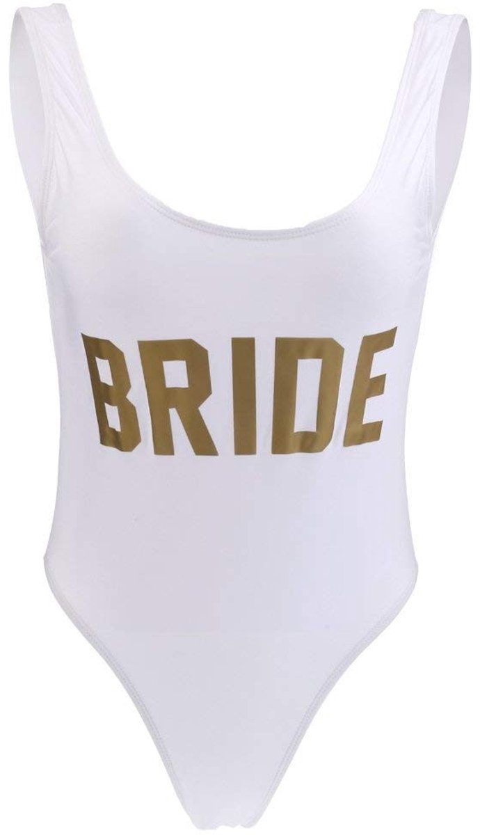 Dailygoods- Badpak Dames Hoge Beenuitsnijding - Bruid Badmode - Charmant Bodysuit - Gouden Letters Print - Modieus Strandkostuum - Goede Elasticiteit - Zwempak