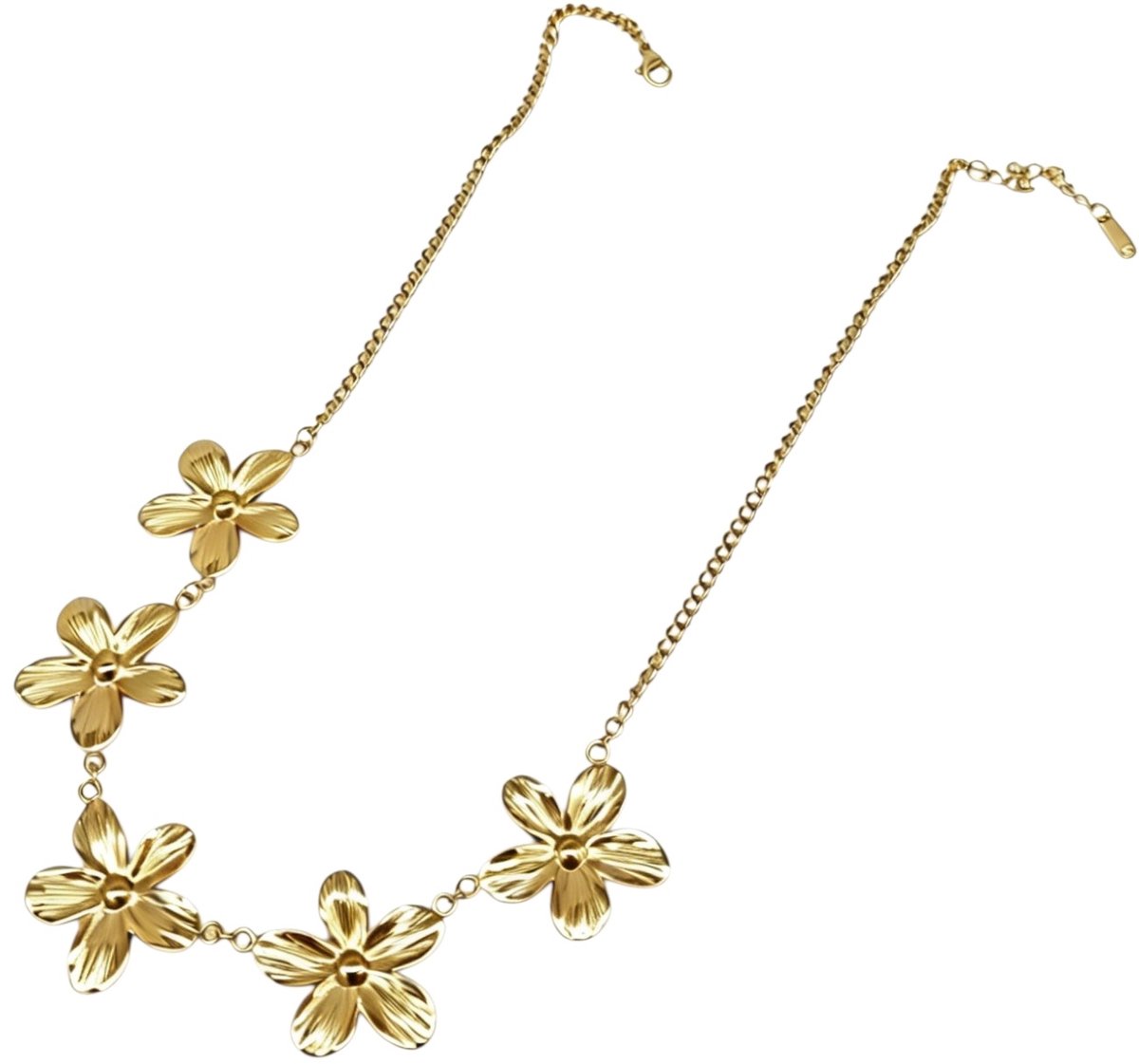 G-A3.2 N2616-047G S. Steel Necklace Flowers 40-45cm
