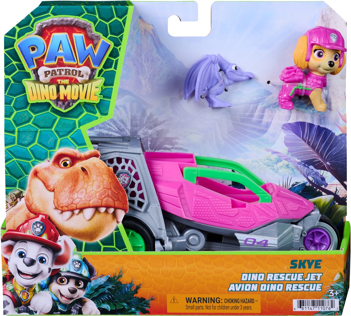 PAW Patrol - De Dino Film - Skye's Dino Rescue Jet Voertuig - Met opvouwbare vleugels en inzetbare klauw — cadeau in Spellen & Speelgoed - foto 2