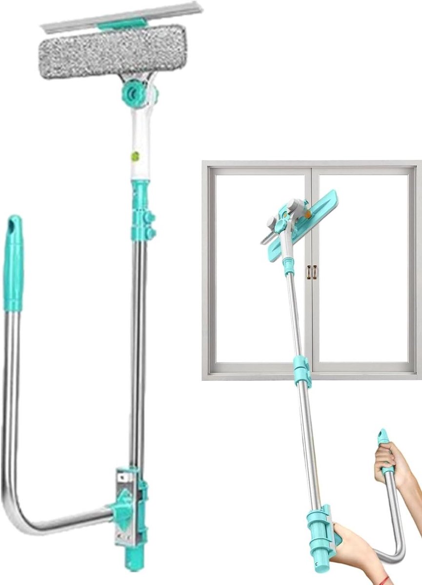 Intrekbare rakel - Glasreiniger Wisser - Ramen Schoonmaken - Ergonomische U-vormige grip - 72-110 cm - Grijs