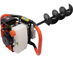 Benzine Grondboor - Bronboor Tuinboor - Gaten Boren - Met 3 Boren - 52 cc - Oranje Zwart