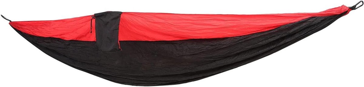 Campinghangmat - Dubbele hangmat - Buiten ontspannen - Sterk nylon materiaal - 300 x 200 cm - Rood en Zwart