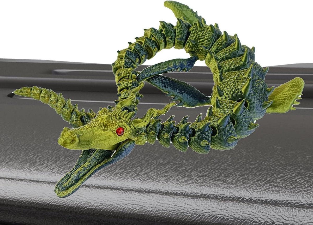 3D Geprinte Draak - Beeldje Mythologisch Wezen - Bureau Decoratie - Gearticuleerd Ontwerp - 42 cm Lengte - Meerdere Kleuren