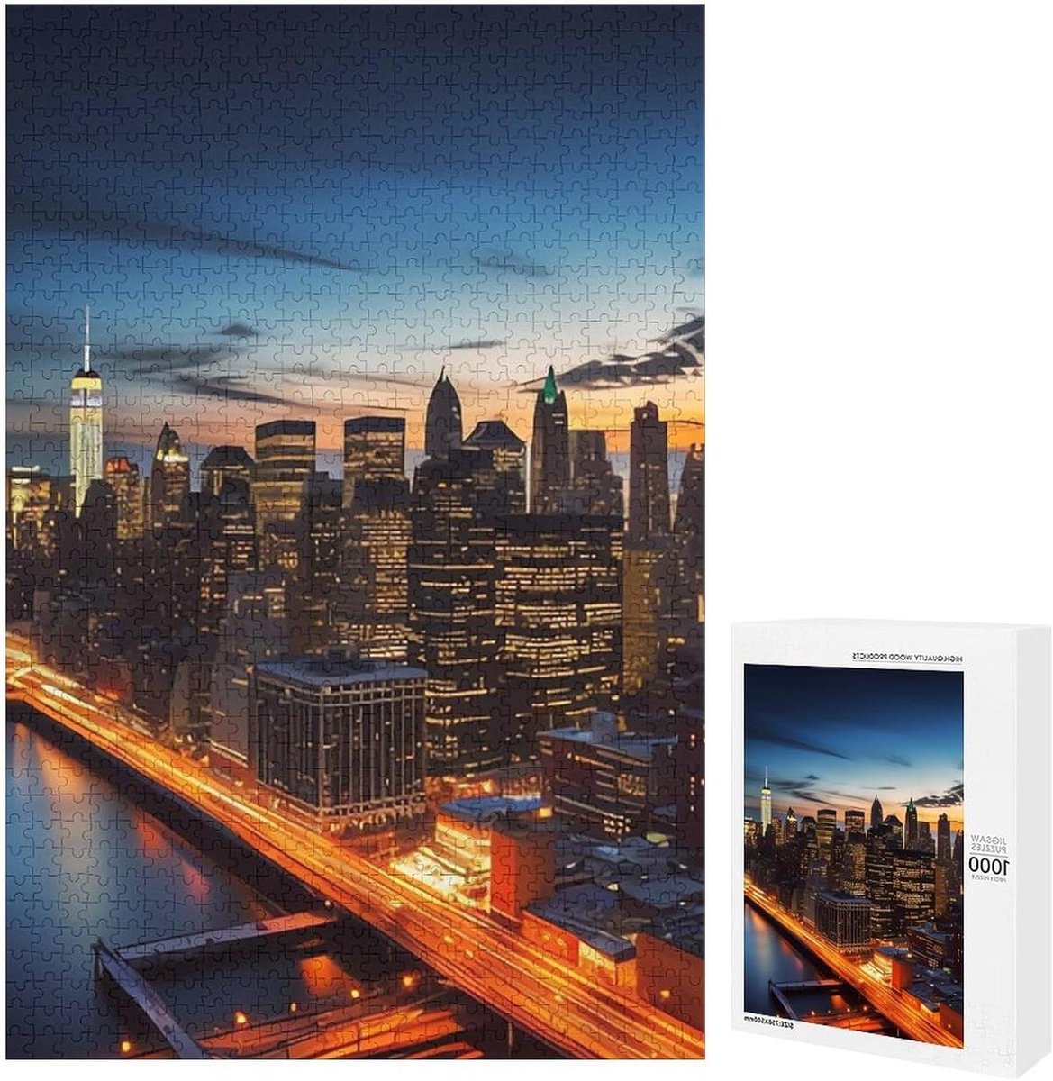 Houten Puzzel - Legpuzzel Landschap - Ontspanning Thuis - Unieke Vormen - 1000 Stukjes - Wit