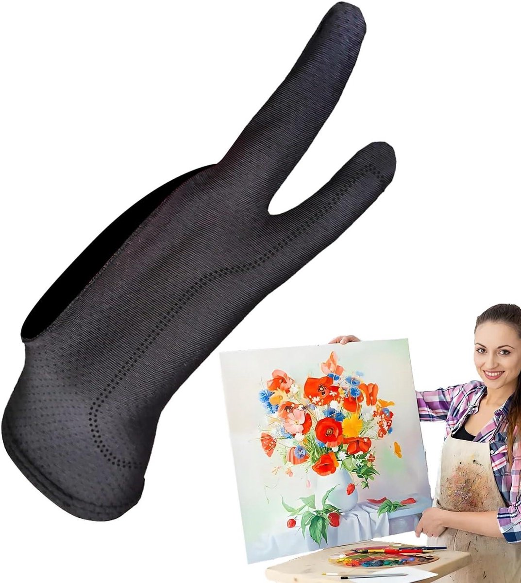 Tekentablet Handschoen - Kunsthandschoen Tekenen - Voorkom Aanraken - Ademend Gaas - 2 Stuks - Zwart