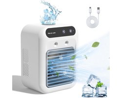 Luchtkoeler - Mini Aircooler Met Verneveling - Draagbare USB Tafelventilator Zonder Digitaal Display - Type-C - 16,4 x 11,8 x 21,4 cm