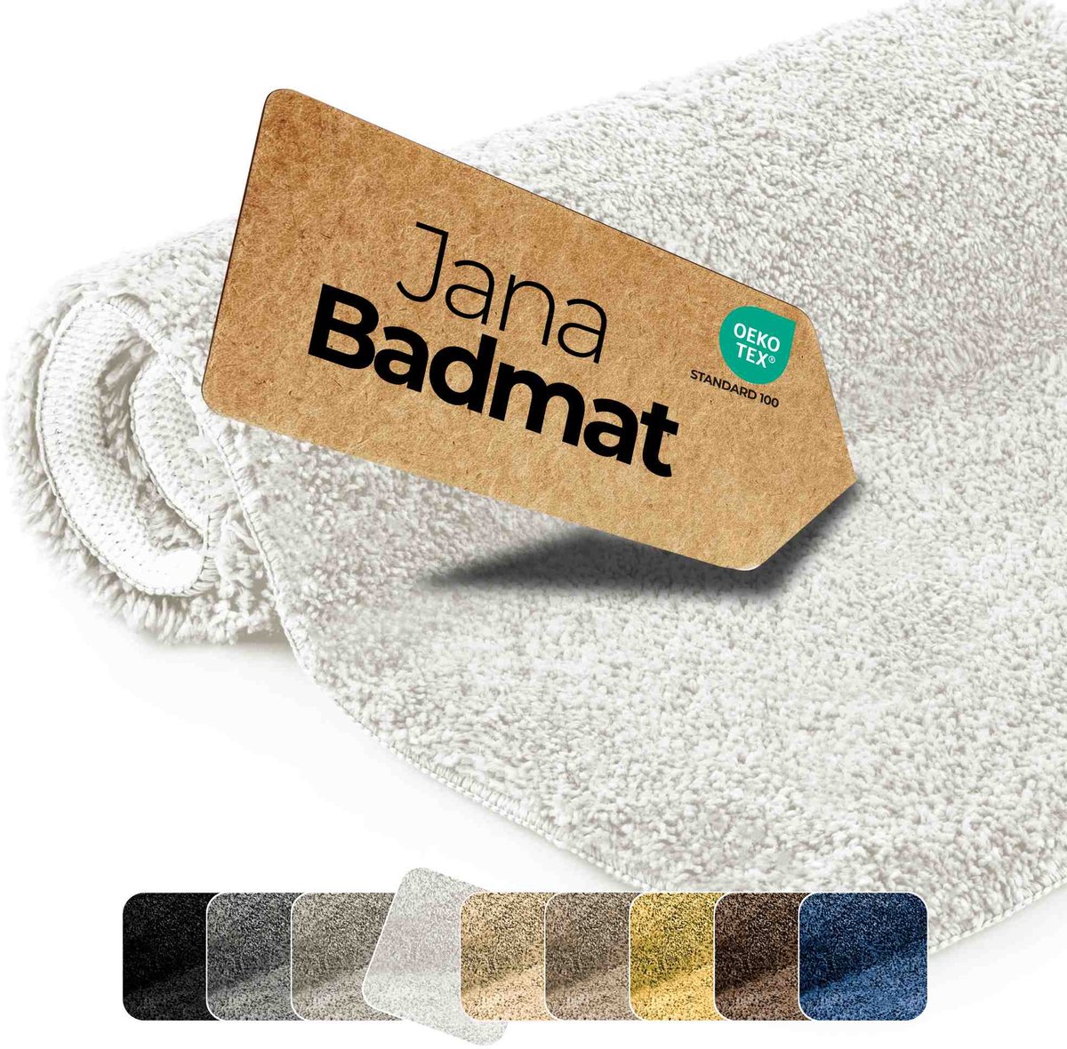 etérea Jana antislip badmat Wit 50x80 cm shaggy hoogpolig