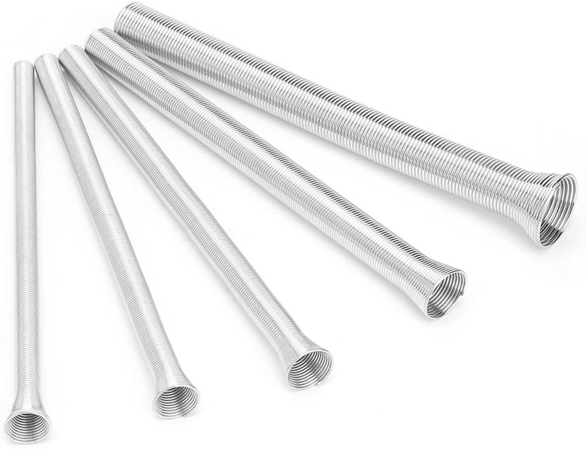Veerbuiger 5 stuks - Buigtool buisklem - Leidingen buigen - Super elastisch staal - 21 cm - Zilver