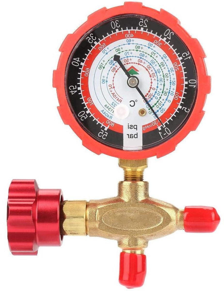 Spruitstukmeter - Manometer en klep - Airconditioning controleren - Duidelijke schaal afleesbaar - 13.5 x 10 x 3 cm - null