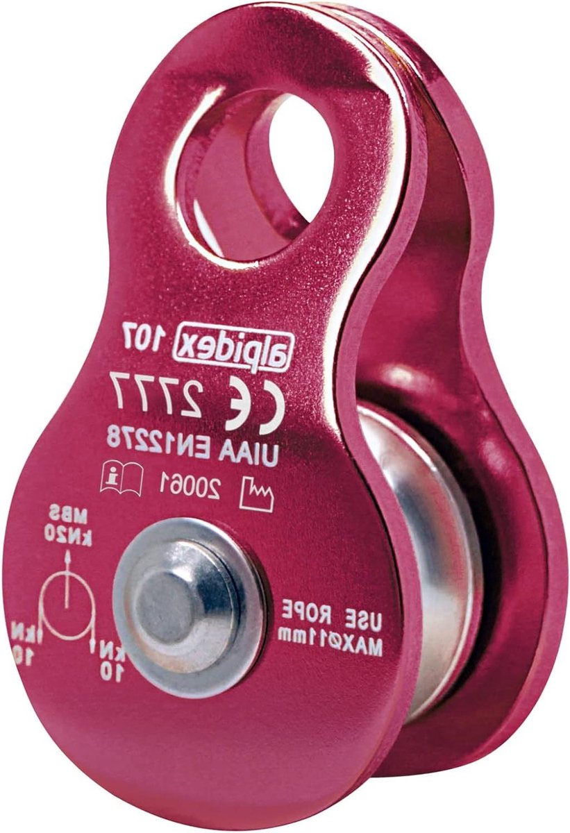 Micro Katrol - Mobiele Pulley - Klimmen Redding Takelsystemen - Aluminium Frame Roestvrij Staal - Tot 11 mm Touw - Rood