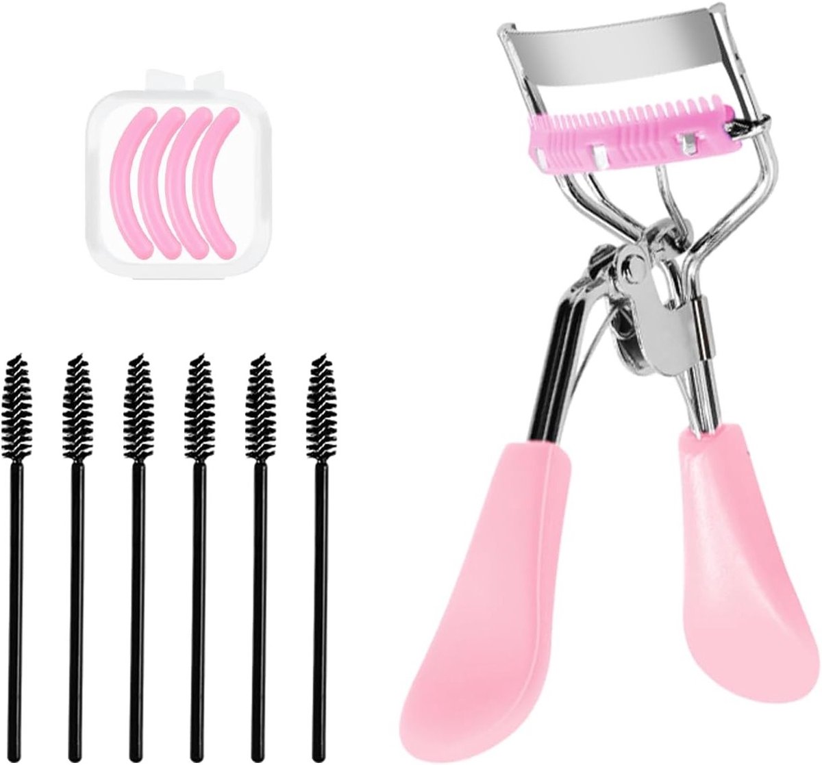 Eyelash Curler met 6 Borstels voor Wimpers en Wenkbrauwen, Make-up Tools voor Perfecte Wimpers en Mooiere Ogen