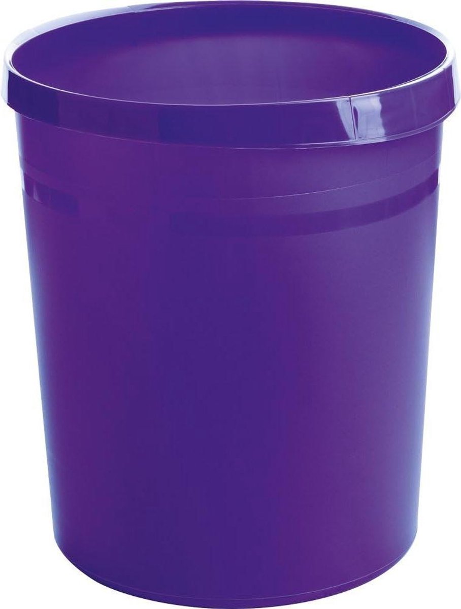 Prullenbak - Afvalbak Vuilnisbak - Afval Sorteren - Ergonomische Griprand - 18 Liter - Lila