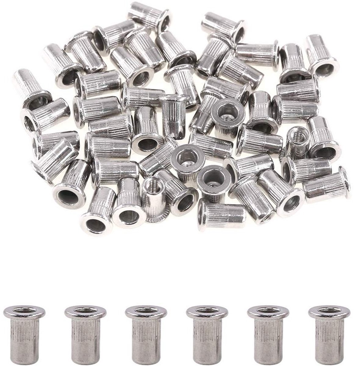 50 Stuks RVS M3 Platte Hoofd Draad Rivet Insert Moer Set voor Duurzame Bevestigingen en Montage