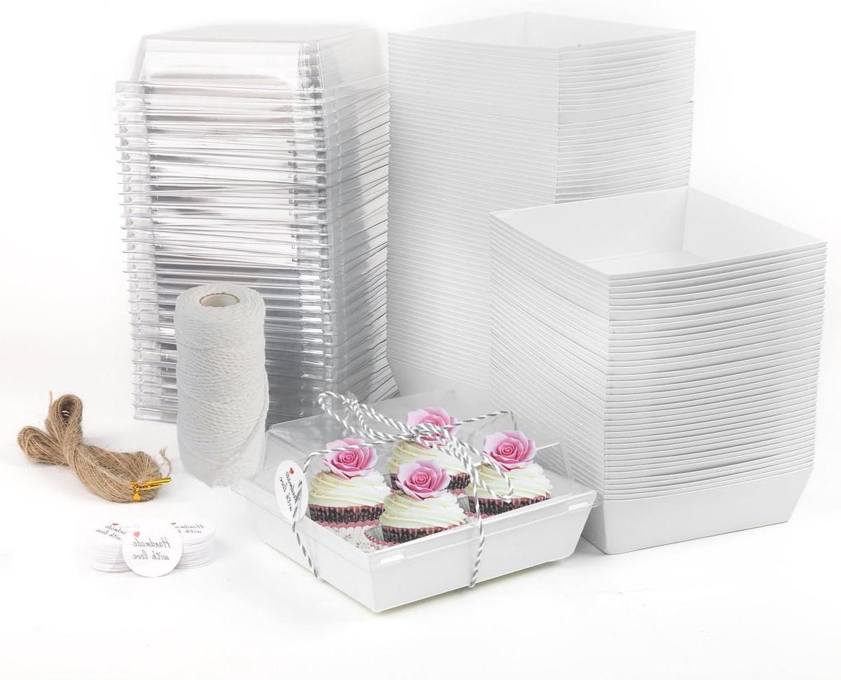 Taartdozen - Bakkerij dozen - Gebak verpakken - Met deksel - 145 x 13 x 65 cm - Roze