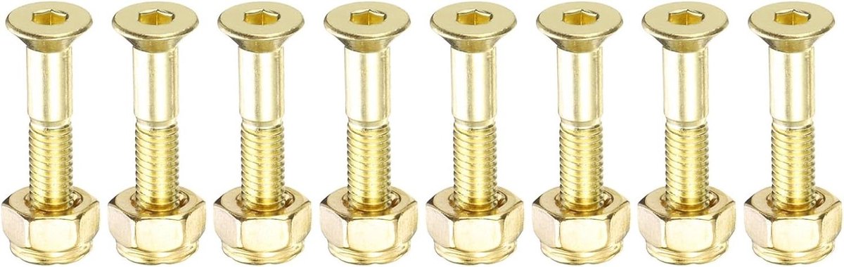 Skateboard Hardware Kit - Bevestigingsbouten Moeren - Skateboard Reparatie - Carbon Staal Grade 8.8 - 1 inch - Goud