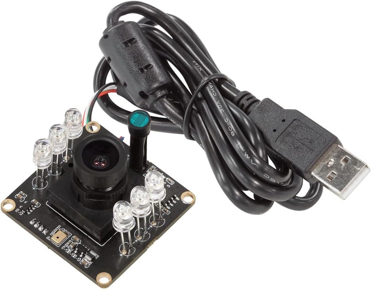 Full HD USB Camera - Webcam Infrarood - Beveiligingsbewaking Thuis - Automatische IR-Cut Switching - 1080P 30fps - Zwart