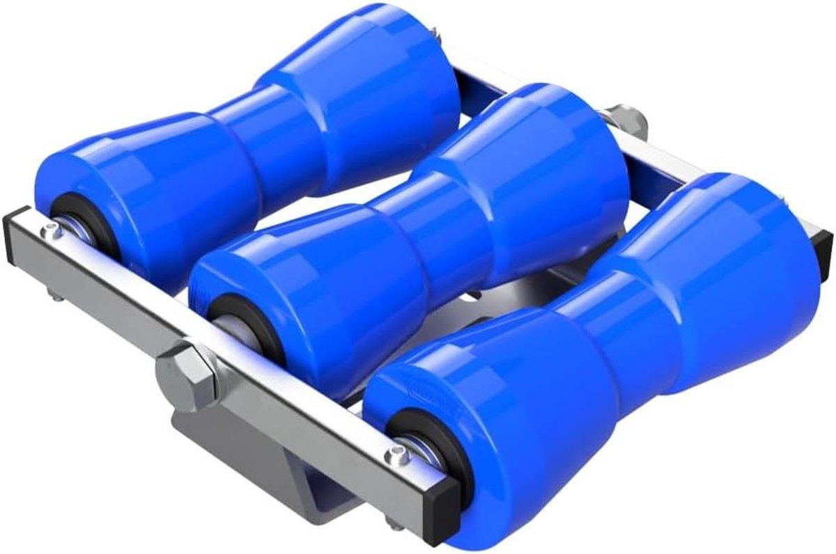 Kielrolwip boottrailer - Aanrijhulp boot - Boot op trailer - Niet-markerende wielen - 300 kg laadvermogen - Blauw