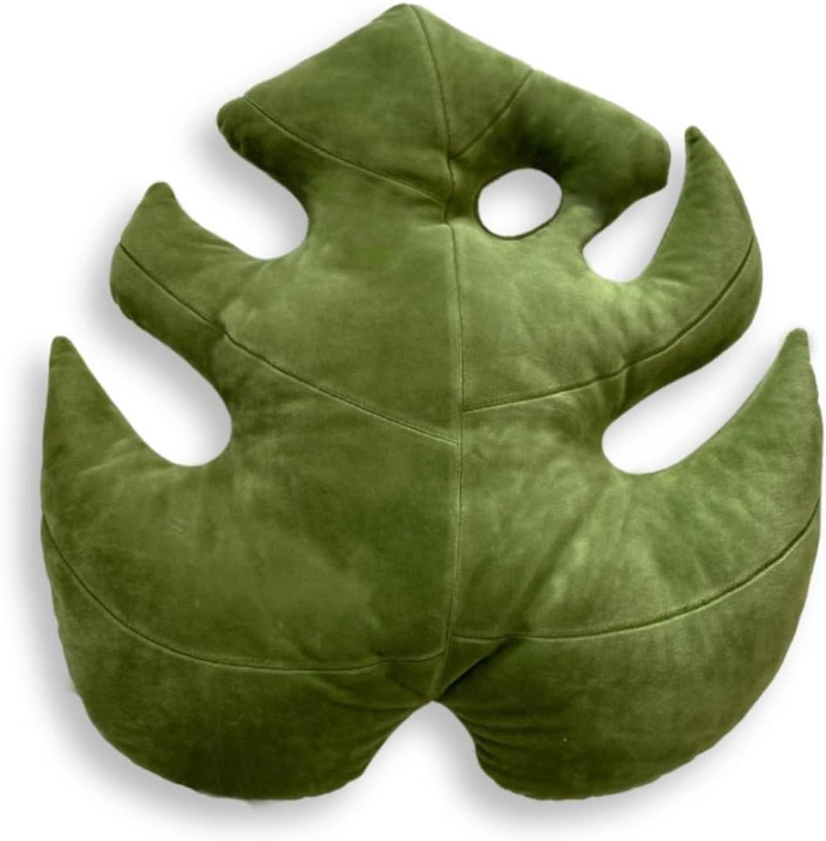 Blad Kussen - Pluche Monstera Kussen - Decoratie Kamer - Zelfontworpen Botanisch Design - 43 cm - Mos Groen