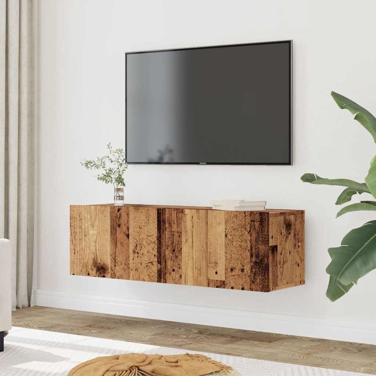 TV-kasten Set - Wandkasten Commode - Woonkamer Opbergen - Oud Hout Look - 100 x 30 x 30 cm - Houtkleurig