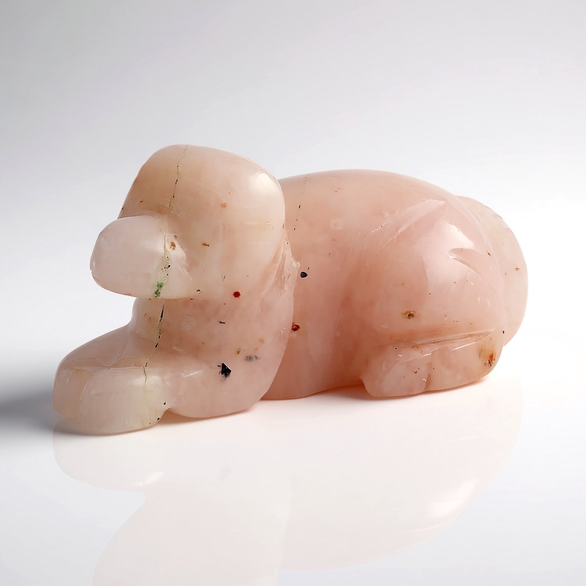 Cavill - Rozenkwarts Beeldje 247,6 ct - Fancy Olifant Figuur uit India - Roze Edelsteen Decoratie - Liefde & Vrede Ornament - Harmonieus Cadeau
