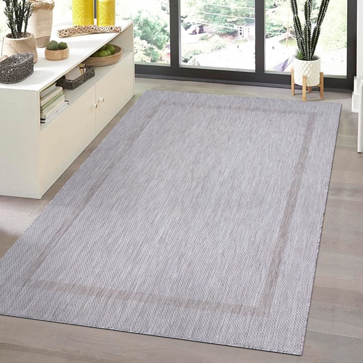Buitenkleed, zilverkleurig, van jute, voor keuken en balkon, UV-bestendig en comfortabel. 280x370 cm