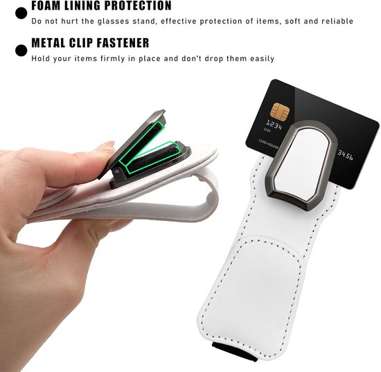 Zonnebrilhouder Auto - Brilclip Houder - Veilig Rijden - Dubbele Clip Ontwerp - Universele Pasvorm - Wit van Merkloos — afbeelding 4