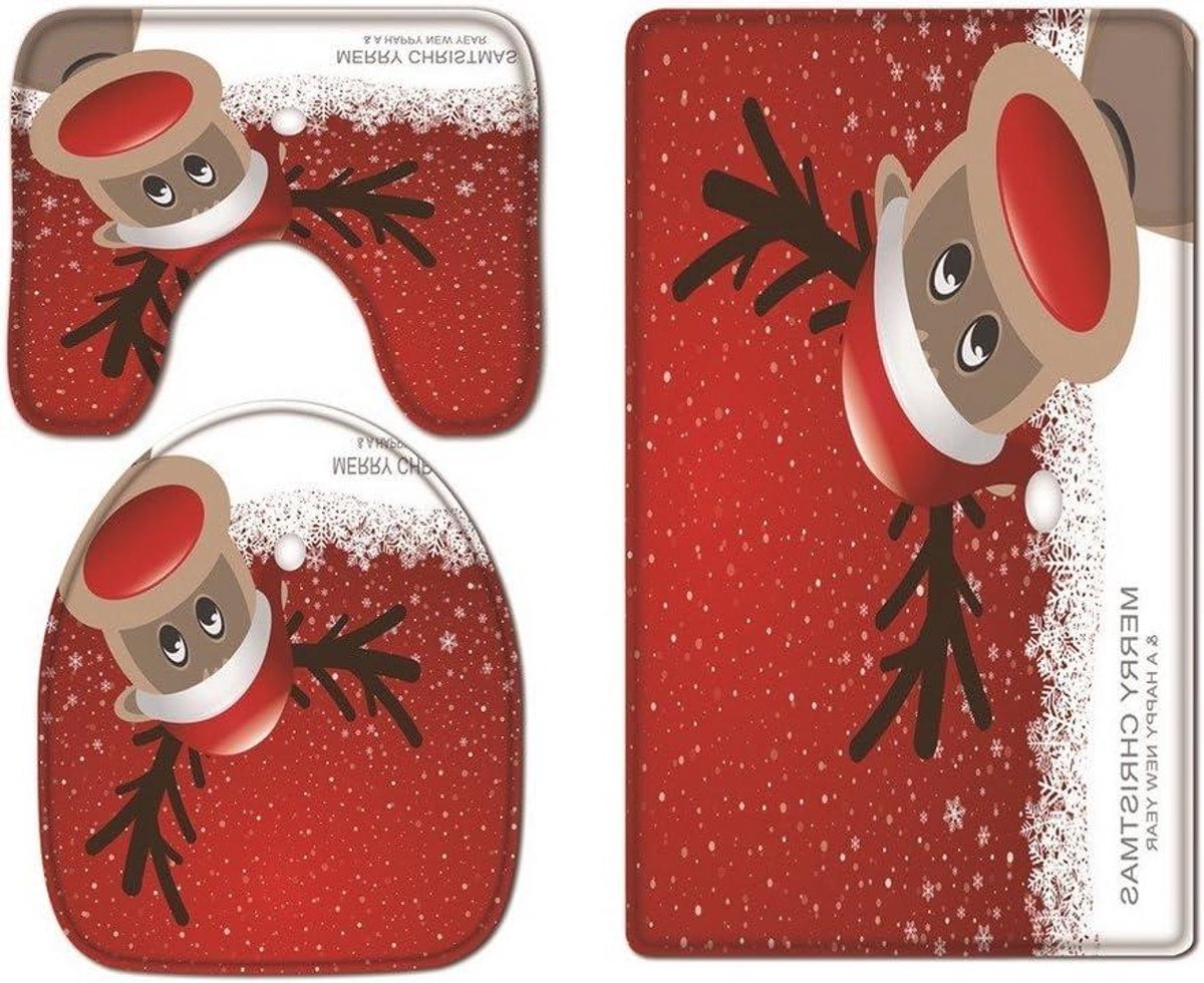 Toiletstoelhoes Set - Toiletdeksel Covers - Kerst Decoratie - Zacht Flanel Materiaal - 3 stuks set - 20