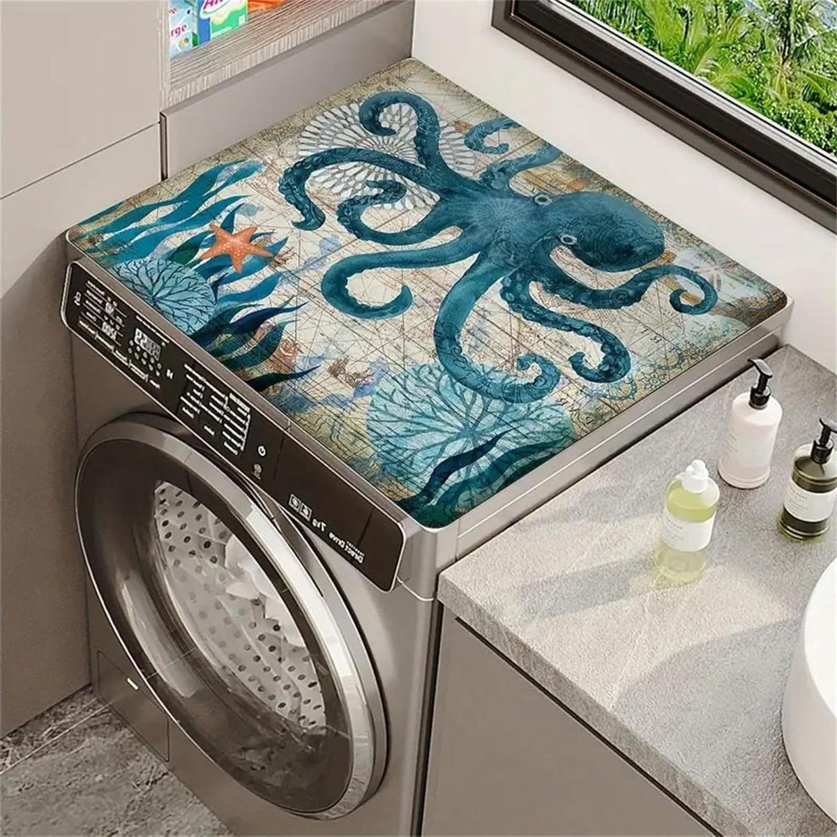 Wasmachine Droger Top Beschermmat - Apparaat Mat - Apparaten Beschermen - Snel Drogen - 50 x 60 cm - Octopus