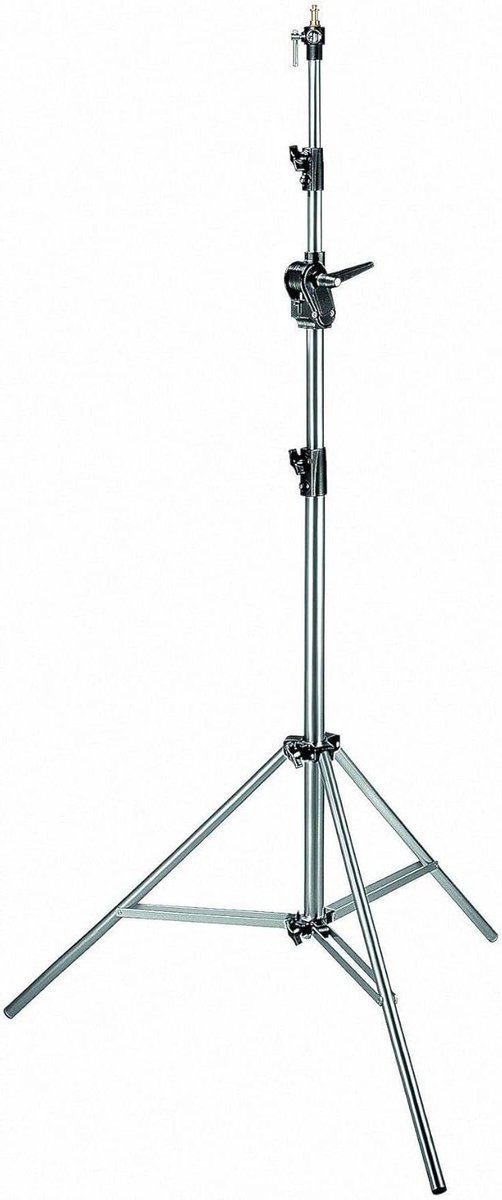 Studiostatief met Contra - Verlichtingsstatief Boomarm - Fotostudio Verlichting - Dubbele Versterkte Poot - 12 Kg Contra - Zilver
