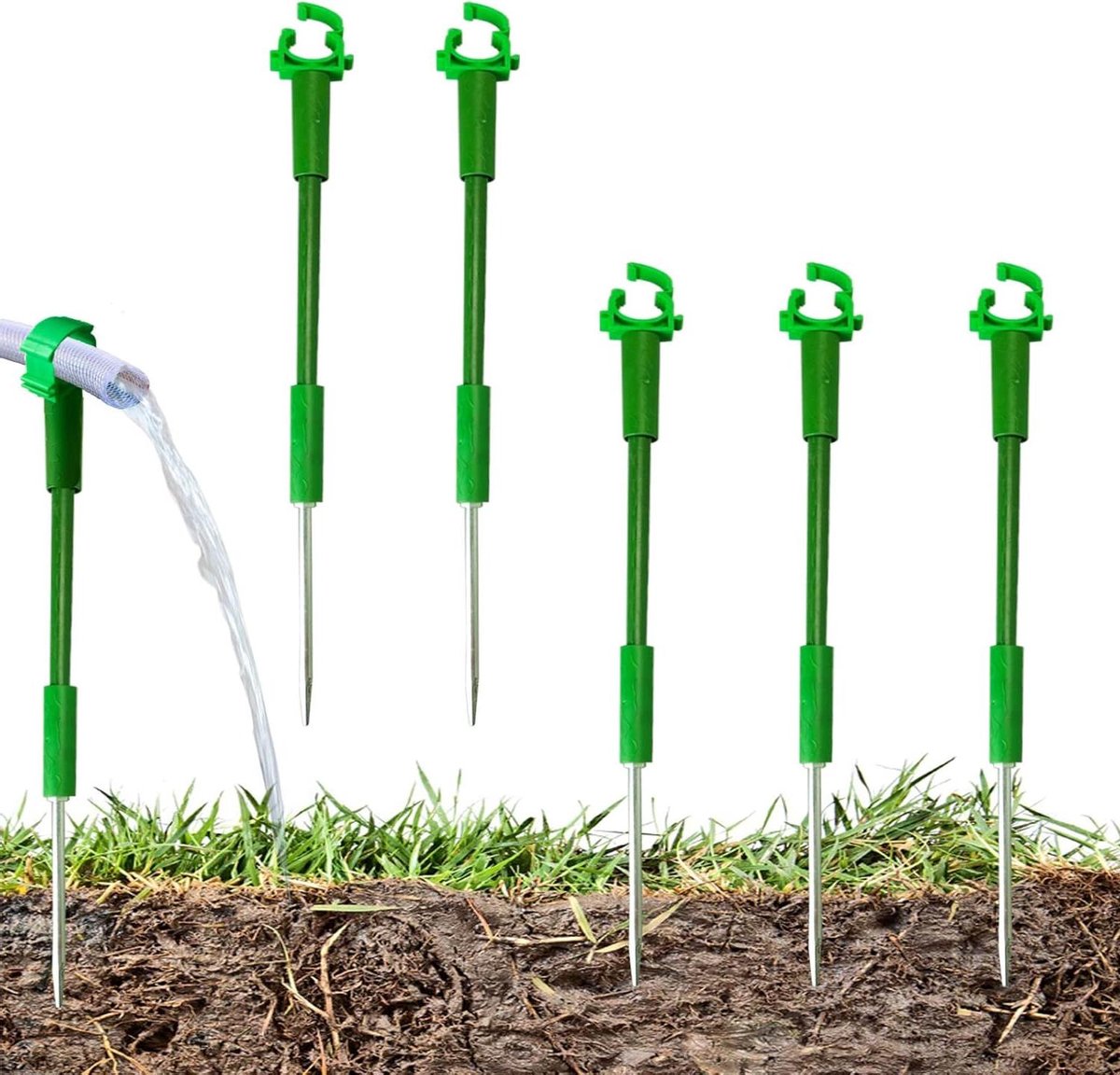 Slanggeleiders Tuin - Slanghouders Gazon - Gazon Beschermen - Stevige Kunststof Constructie - 6 stuks - Groen