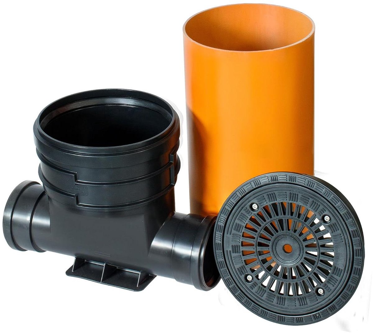 Schijfsysteem Set - Controleschacht PVC - Afvoersysteem Bouwen - Zonder Reductie - DN 315 - Zwart Oranje