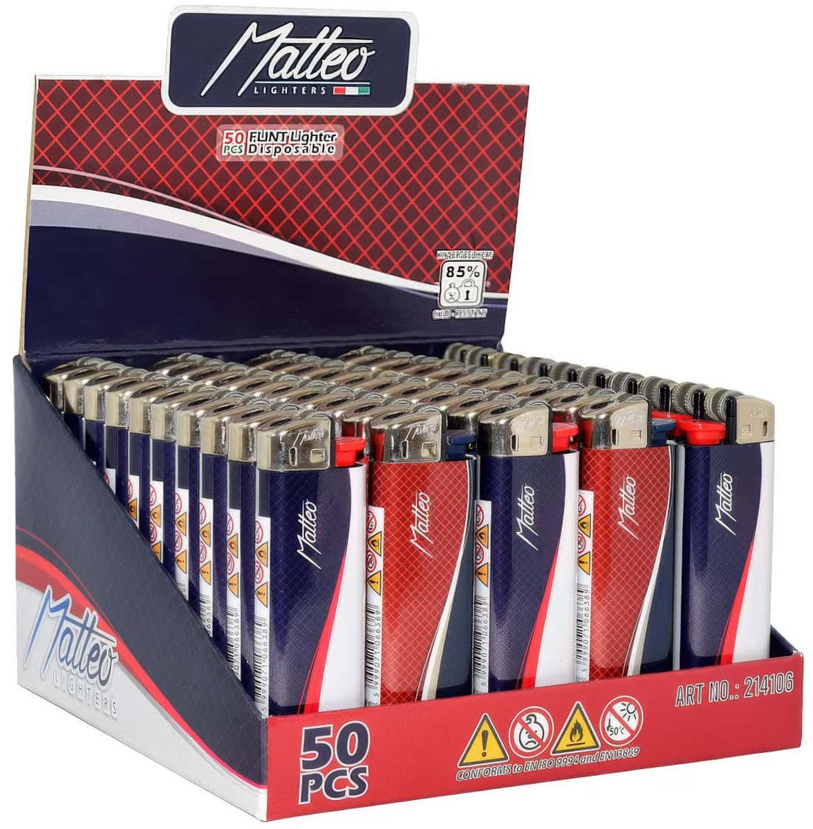 Matteo Premium Maxi Elegant aanstekers Display (50 stuks)