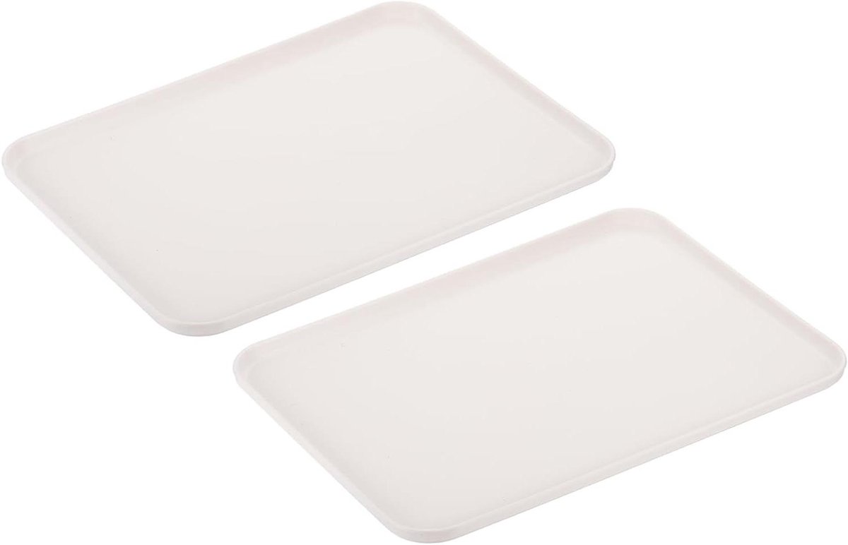 Serveeblad Plastic - Dienblad Rechthoek - Eten Dragen - Antislip Oppervlak - 38 x 27 cm - Wit