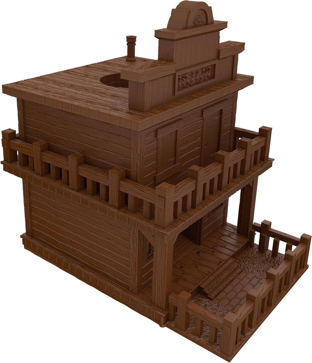 Dobbeltoren Spookstad - Dobbelspel Toren - Speldecoratie Plaatsen - 3D Geprint Duitsland - 40 cm - Bruin