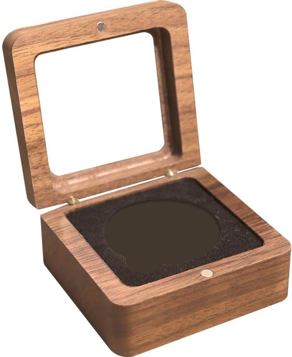Munten Presentatie - Geschenkdoos Munt - Collectie Opbergen - Walnoothouten Kwaliteit - 40 mm Munt - Houtkleur