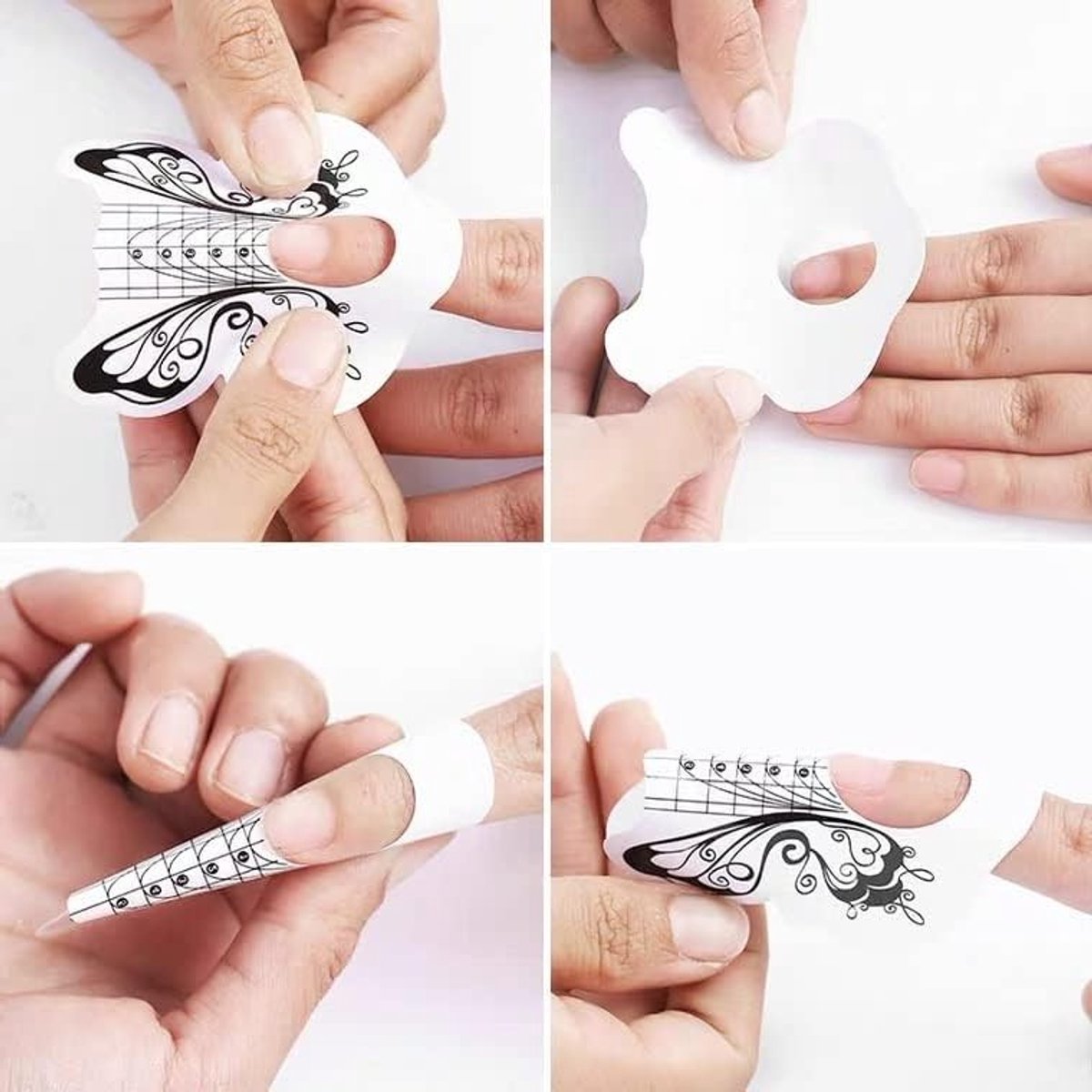 100 Stuks Nagelverlenging Tips en Vorm Gids Stickers voor Ovalen Nagels - Manicure en Acryl Gel Hulpmiddelen, Herbruikbare Verpakking