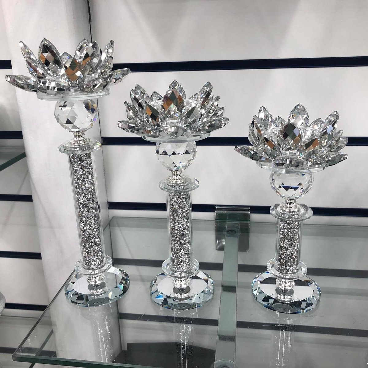 Kandelaars Set - Bloem Kandelaars - Sfeervol Huis - Gelaagde Hoogtes - 3 Delig - Zilver
