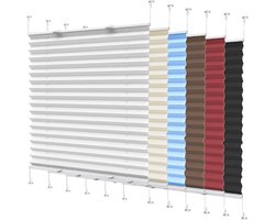 Plisségordijn - Geplooide jaloezie - Privacy en zonwering - Montage zonder boren - 55 x 150 cm - Creme