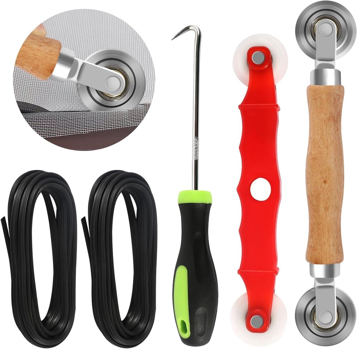 Verwijderingsgereedschap voor Vliegenhorren - Set van 4 Onderdelen voor Installatie en Insectenbescherming met 20 m x 5 mm Vliegenhor Accessoires voor Thuisgebruik