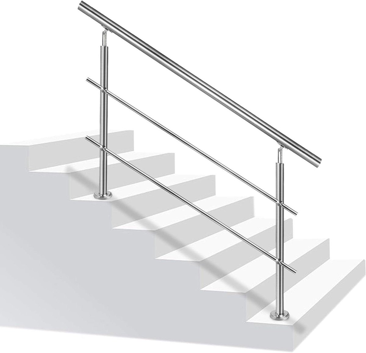 Roestvrijstalen trapleuning - Handrail balkon balustrade - Veilig traplopen - Winkelverstelbaar in hoek - 160 cm lengte - Zilver