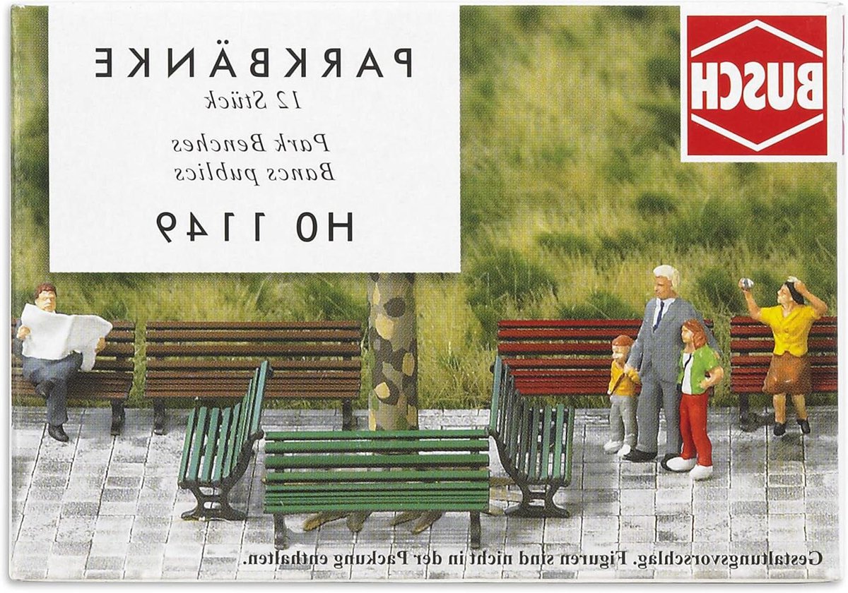 Parkbankjes Set - Modelbankjes Tuinbankjes - Modelbouw Landschap - Gietijzeren Details - 10 x 7 x 2 cm - Grijs