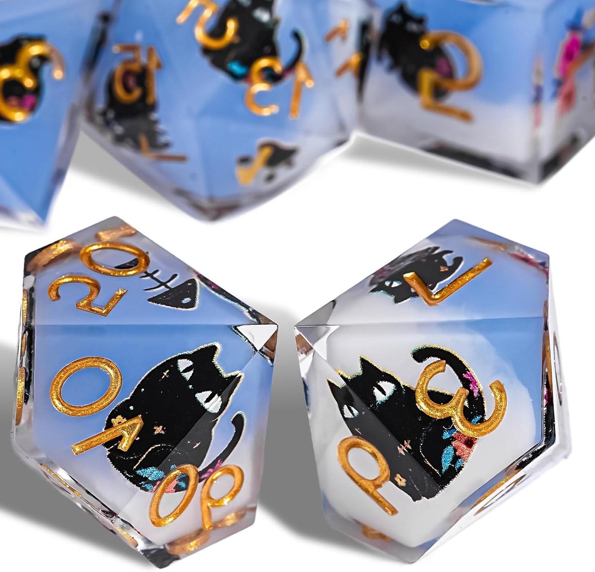 DND dobbelstenen set - RPG dobbelstenen - Rollenspellen spelen - Scherpe rand hars - 7-delig - Blauw verloop